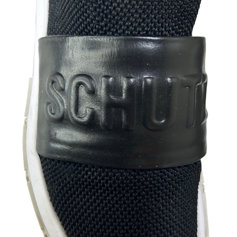 Schutz - Tennis Platform Shoes w/ Logo Strap, Knit, Slip On - Size 7.5, Black - Picture 8 of 16